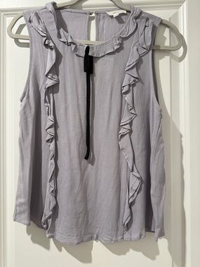Mine Lavender Ruffle Tie-Neck Sleeveless Blouse